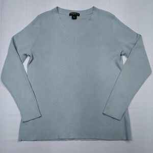 Eddie Bauer Sweater mens XL Charcoal Gray Cotton Long Sleeve V Neck Free Ship